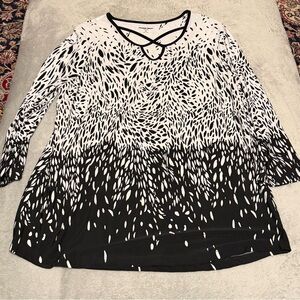 Allison Daley Monochrome 3/4 Sleeve Top, Petite Large